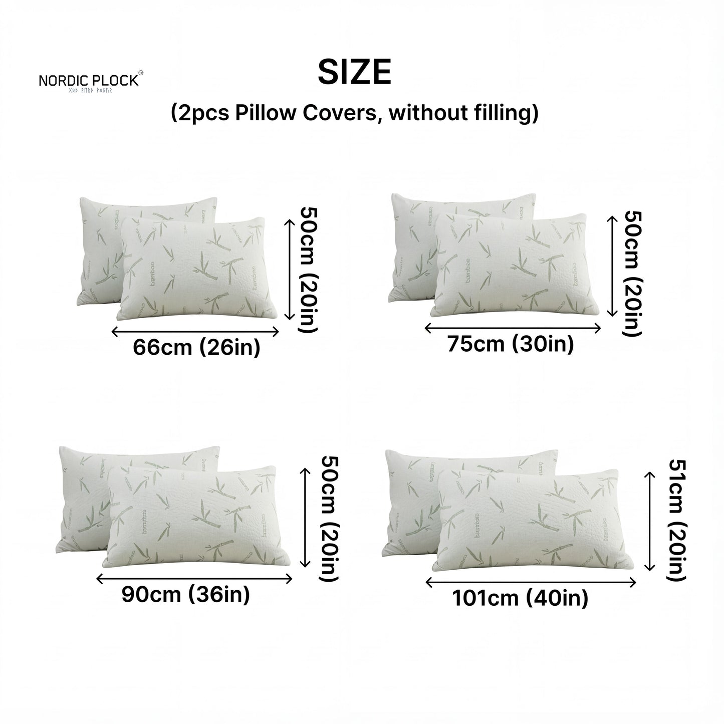 Waterproof Bamboo Pillow Protectors (2-Pack) - Cooling, Breathable & Hypoallergenic Bedding Encasement with Zipper