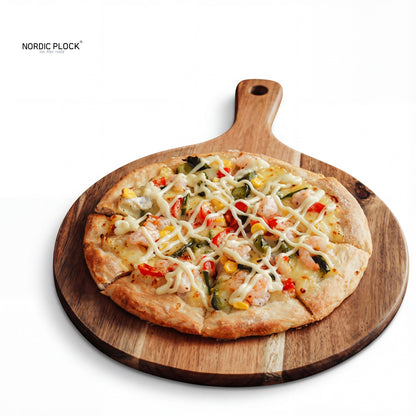 Rustic Pine Wood Pizza Peel & Serving Board (7-14 Inch) - Authentic Kitchenware