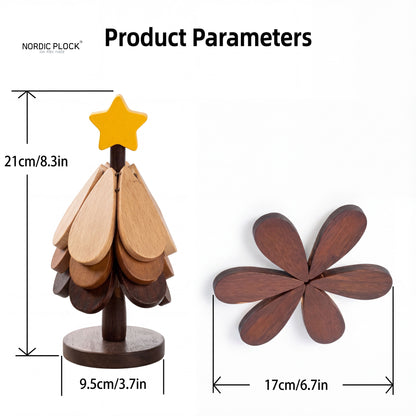 Creative  Foldable Walnut Heat Resistant Mats | Wooden Tree Trivet Set