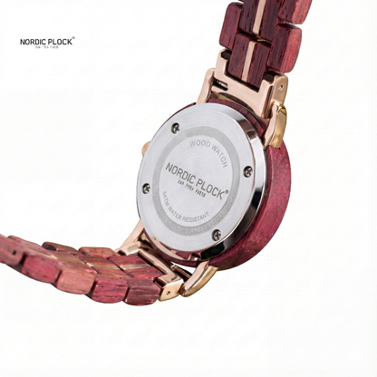 Women's Tiger Wood Watch - Blue Dial & Gold Links - Luxury Quartz Gift Box Set (GT025)