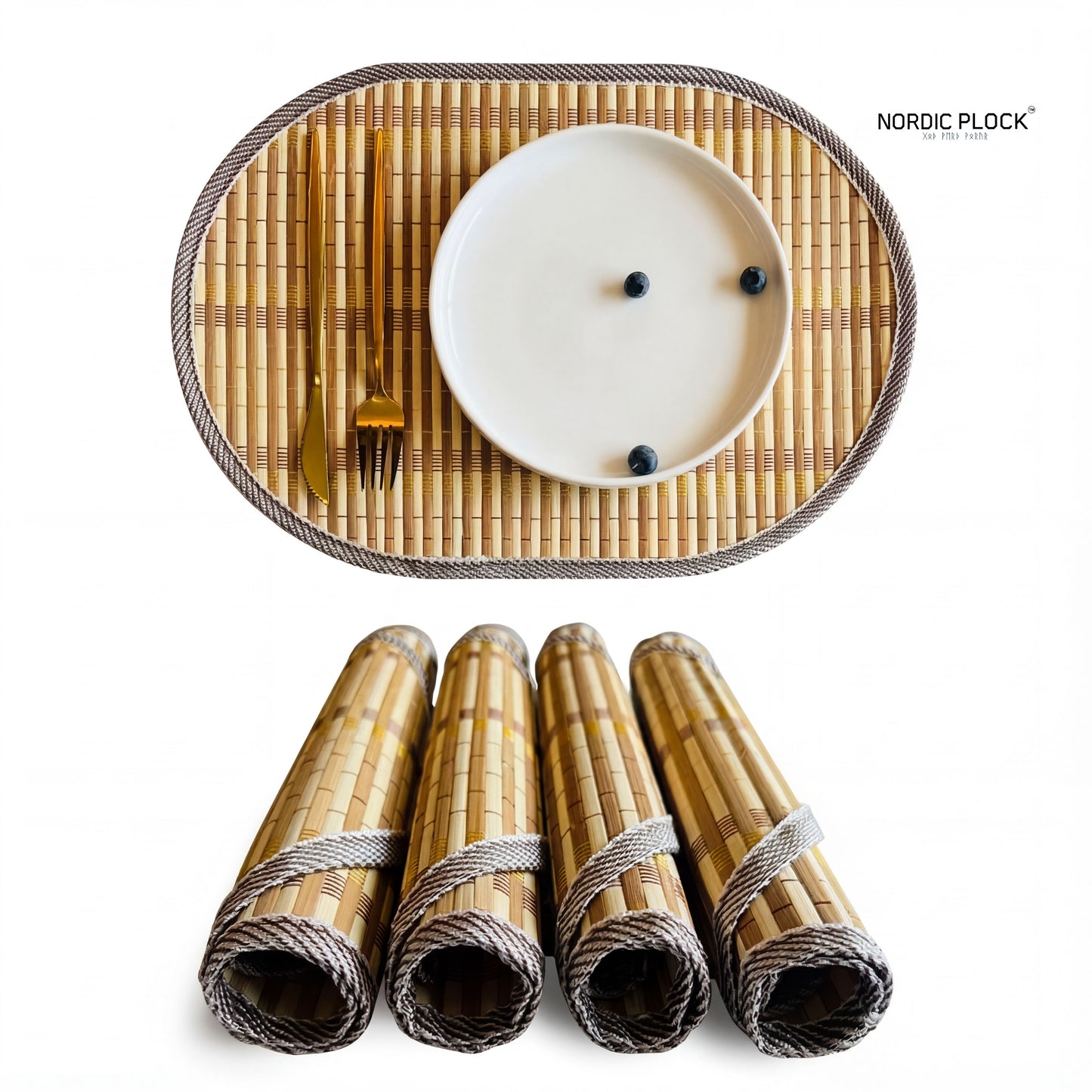 Oval Bamboo Placemat l Heat Resistant Woven Dining Table Mats | Nordic Japandi Decor