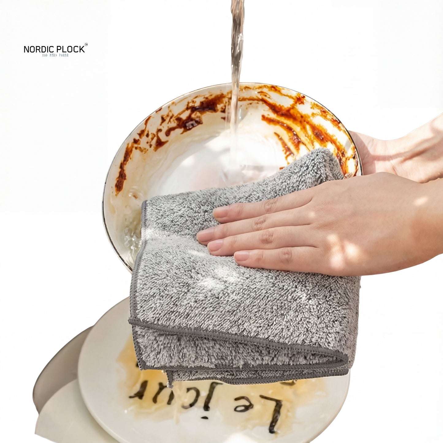 NanoScale Bamboo Coral Fleece Microfiber Dish Cloths (10-Pack) - Ultra Absorbent & Oil-Resistant 25x25cm