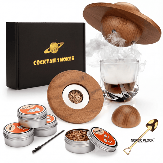 Premium Walnut Saturn Cocktail Smoker Kit - Whiskey & Bourbon Infuser Gift Set